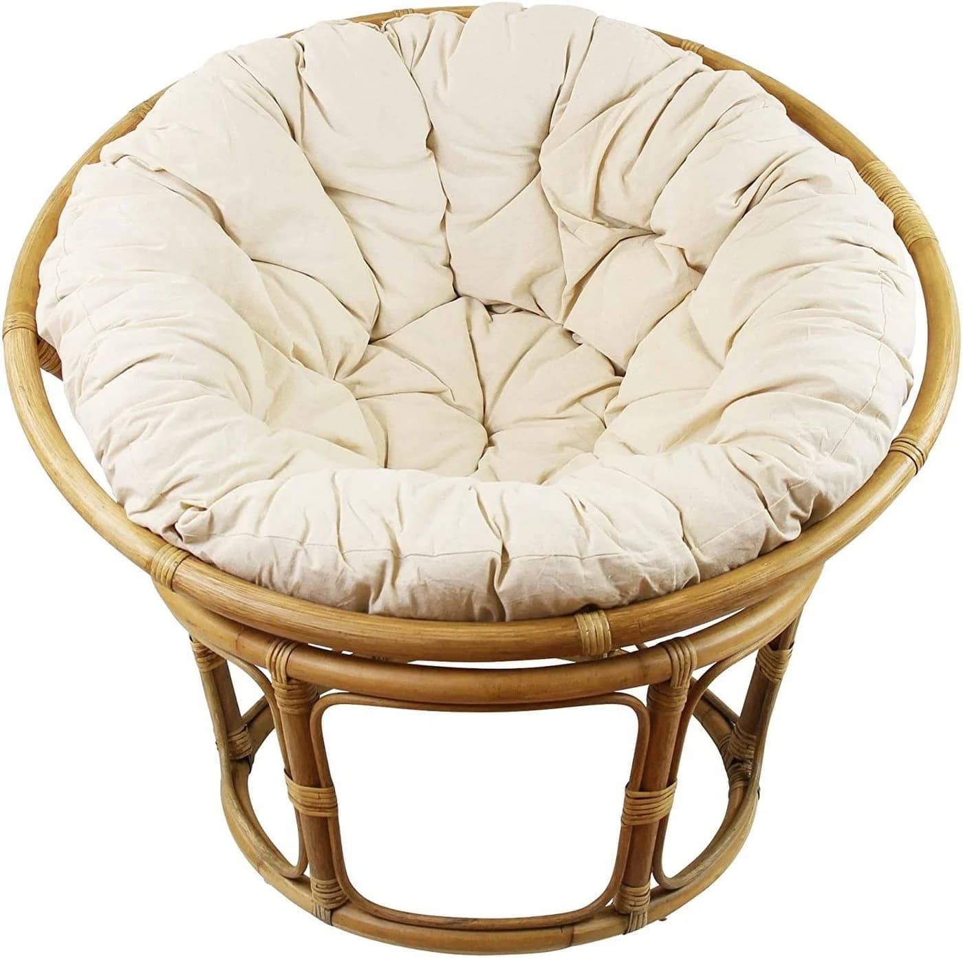 Dekoleidenschaft Papasansessel Rattan Beige mit Baumwollkissen - Bild 3
