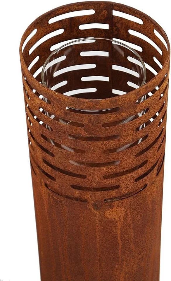 Dekoleidenschaft Windlichtsäule 2er Set Metall Rost Finish Outdoor - Bild 4