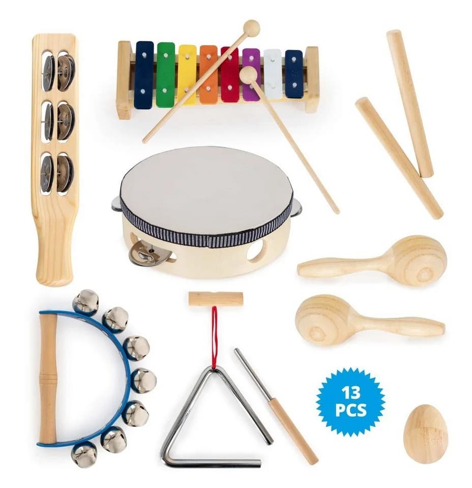 Classic Cantabile Kinderpercussion Starter-Set 13-teilig Holz Bunt - Bild 2
