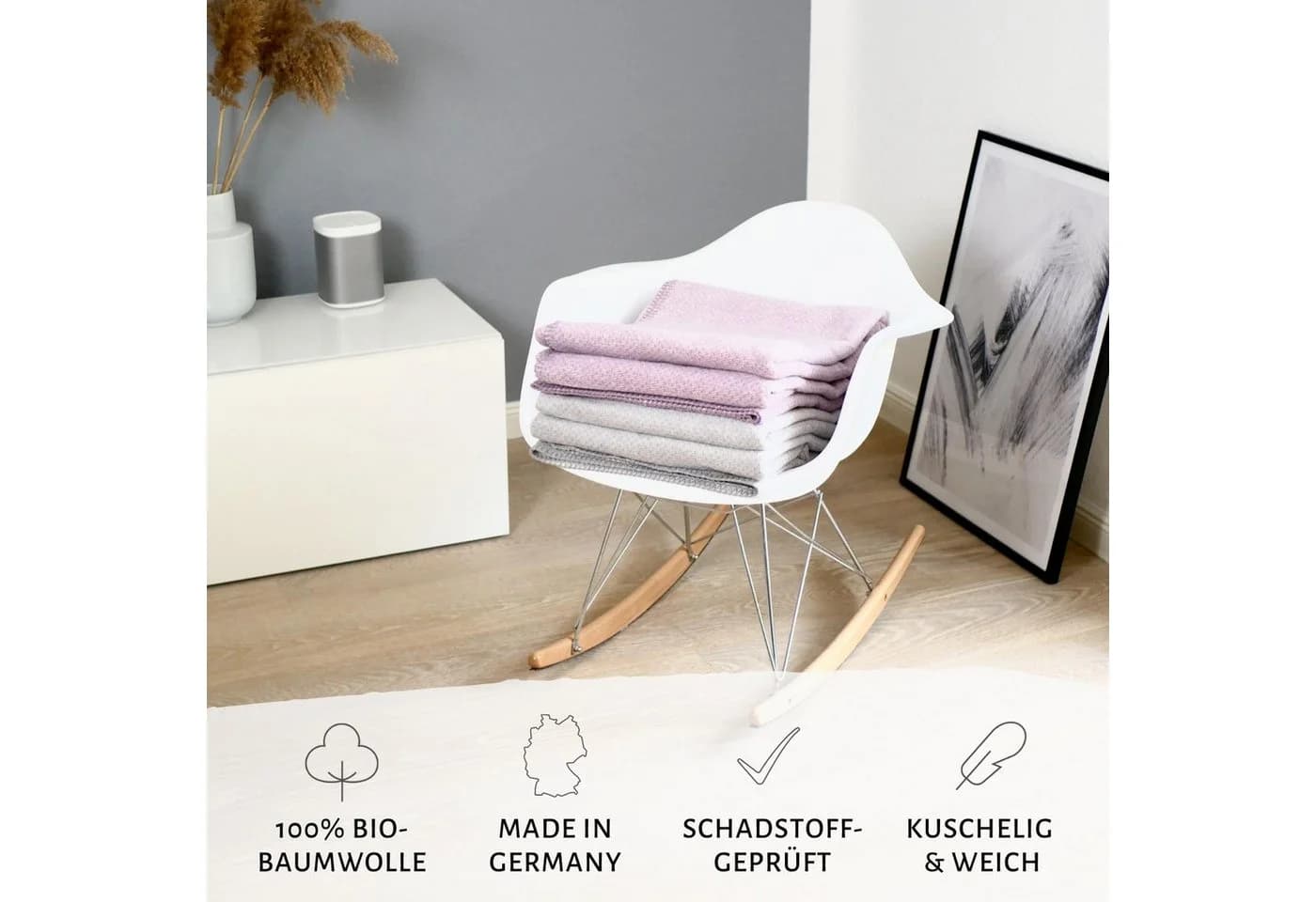 RIEMA FRIDA Wohndecke Bio-Baumwolle Blau 150x200cm - Bild 5