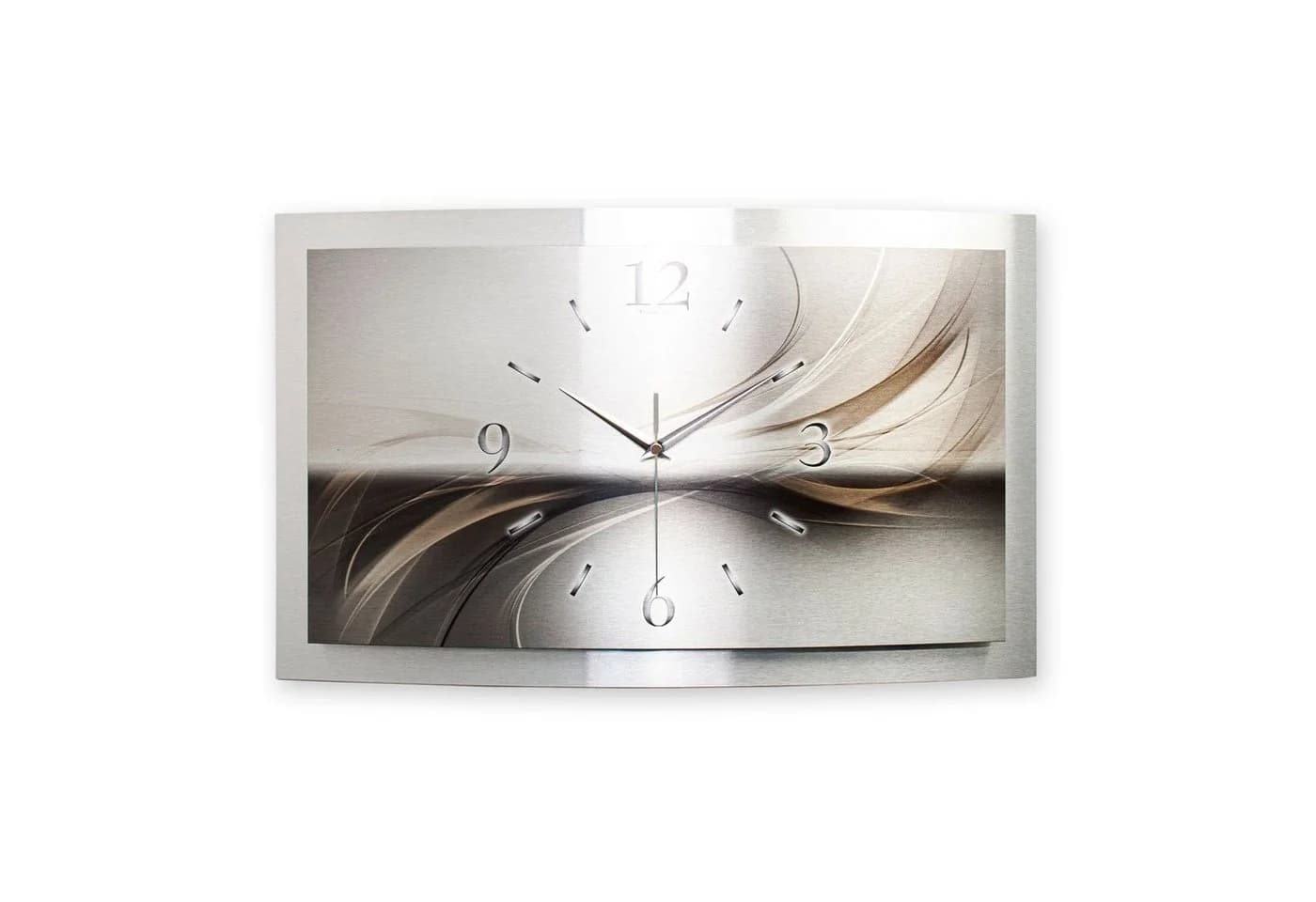 Kreative Feder Funkwanduhr 3D Designer-Wanduhr „Silverline“ Silber Aluminium - Bild 2