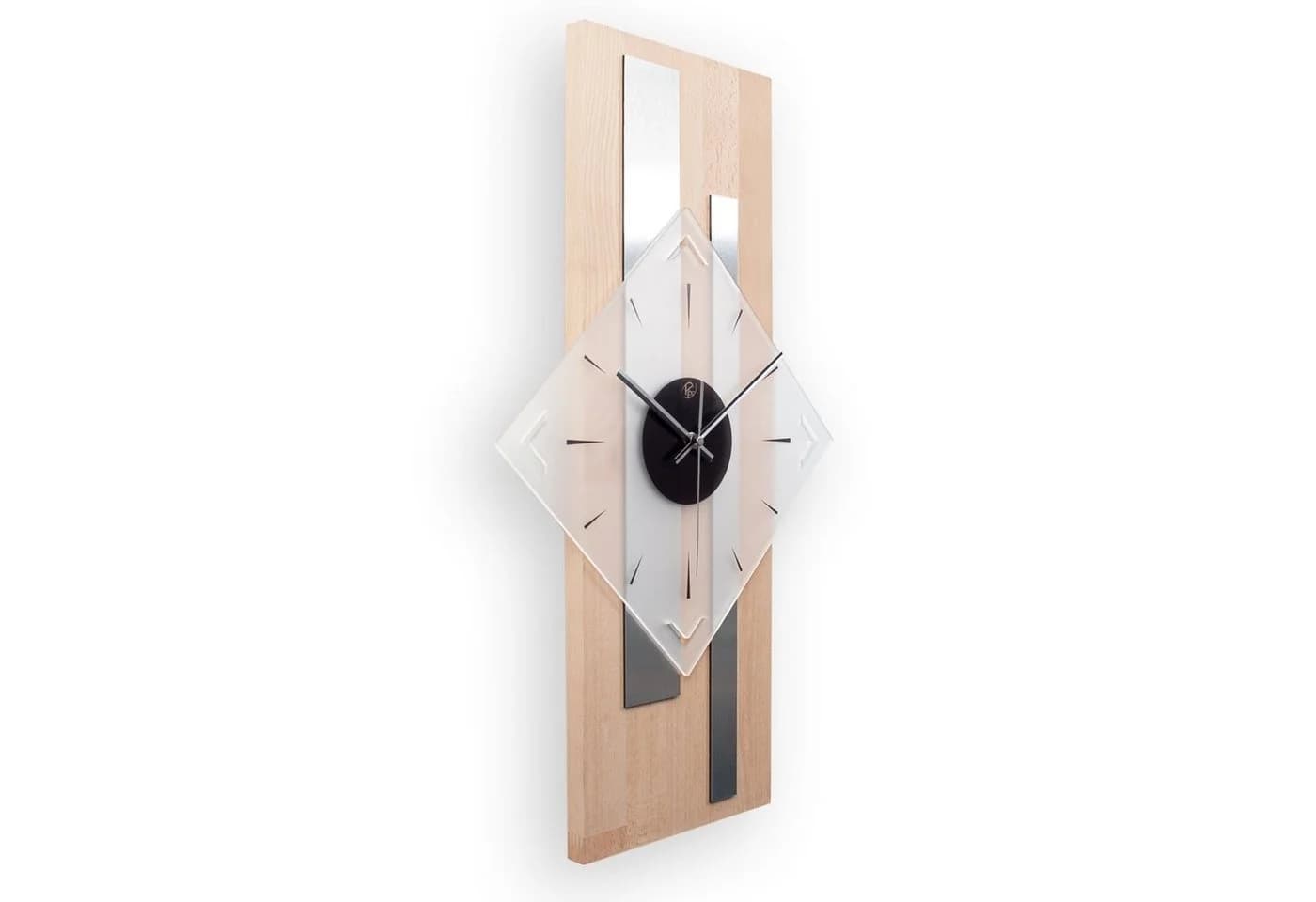 Kreative Feder Wanduhr Silver Stripes Massivholz Modern