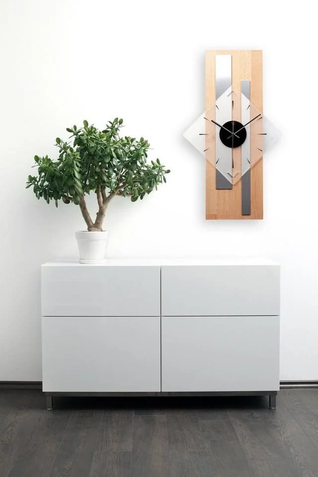Kreative Feder Wanduhr Silver Stripes Massivholz Modern - Bild 5
