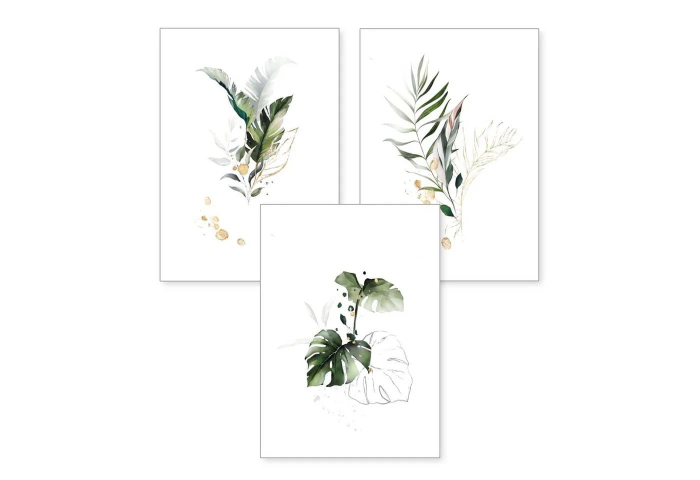 Kreative Feder Poster Set 3tlg. Pflanzen Wandbild DIN A4 A3 - Bild 2