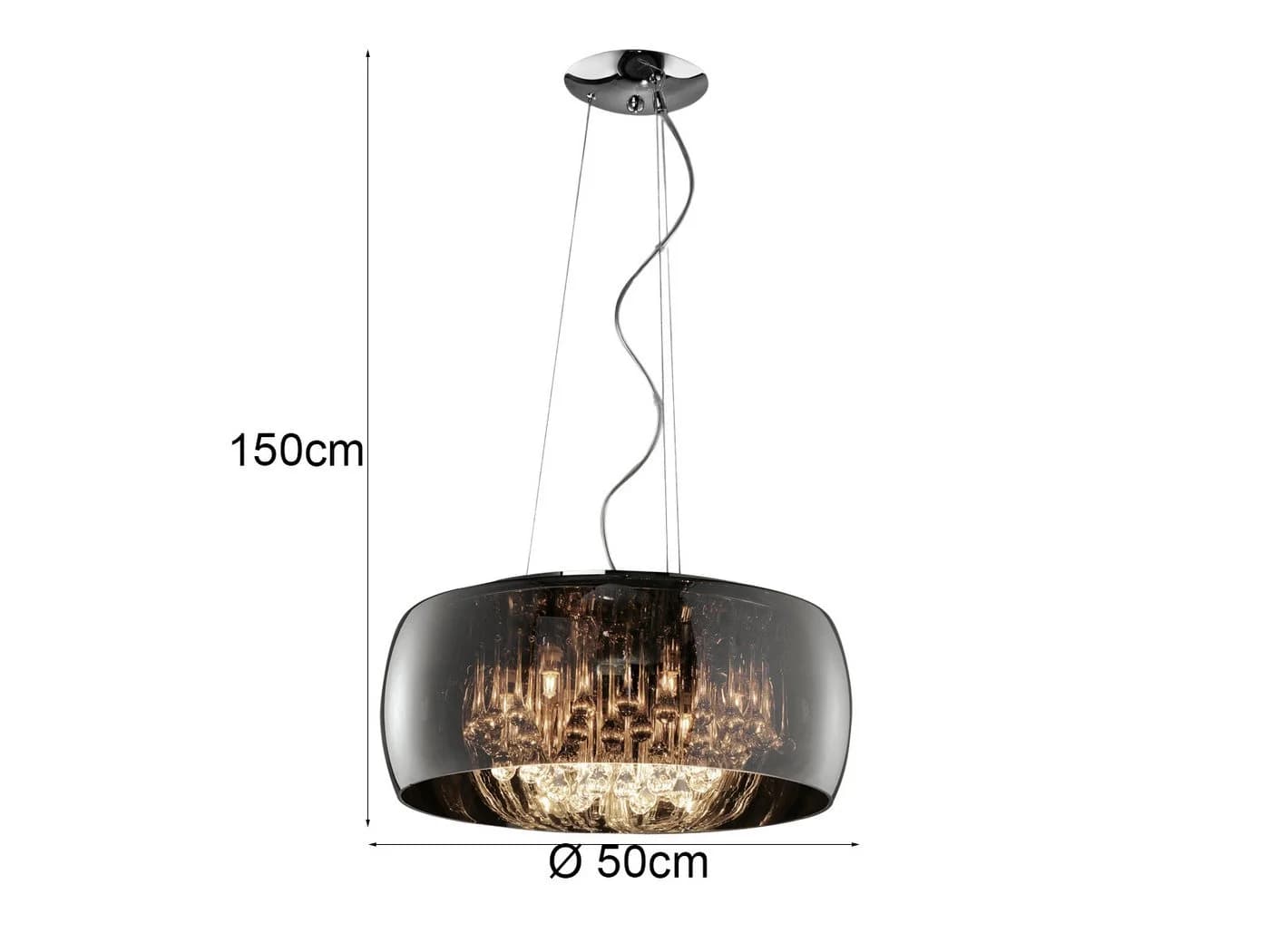 TRIO Leuchten LED Pendelleuchte Glas Kristall Silber Chrom Ø 50cm - Bild 4