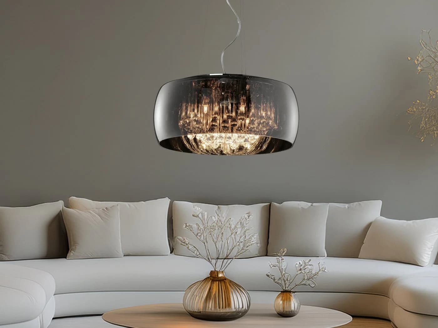 TRIO Leuchten LED Pendelleuchte Glas Kristall Silber Chrom Ø 50cm - Bild 5