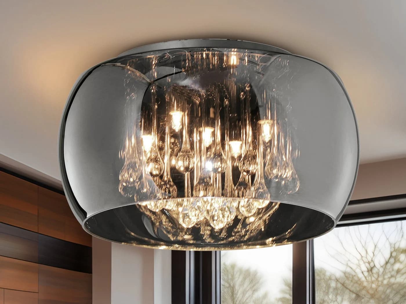TRIO Leuchten LED Deckenleuchte Glas Kristall Silber Chrom Dimmbar - Bild 5