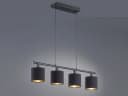 Reality Leuchten LED Pendelleuchte Dimmbar Schwarz Gold 4-flammig Bild 3