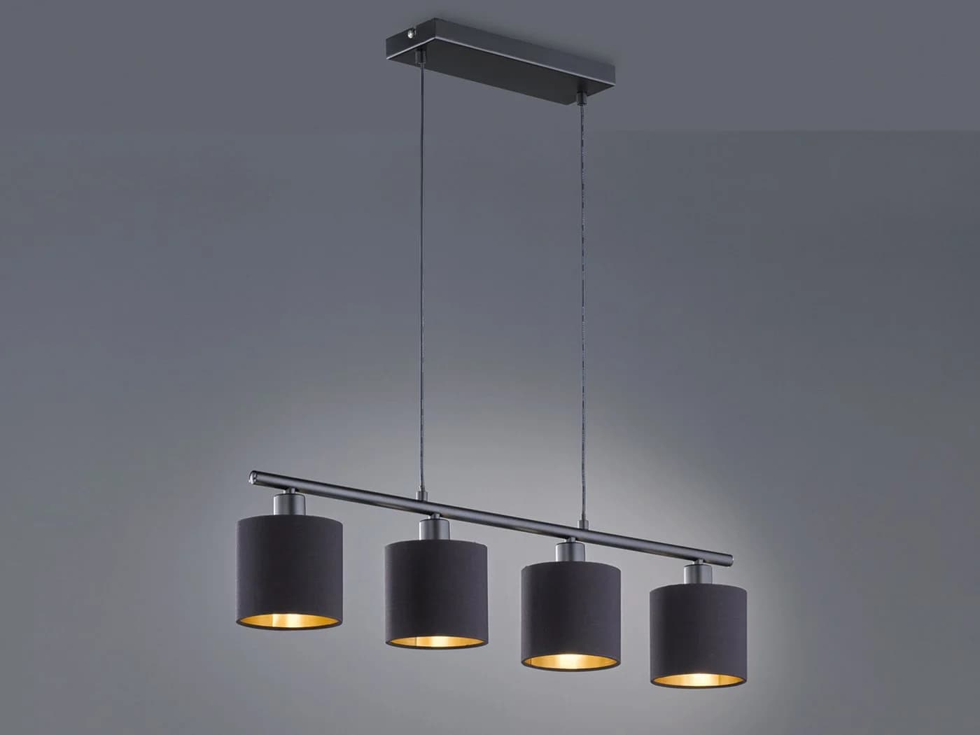 Reality Leuchten LED Pendelleuchte Dimmbar Schwarz Gold 4-flammig - Bild 3