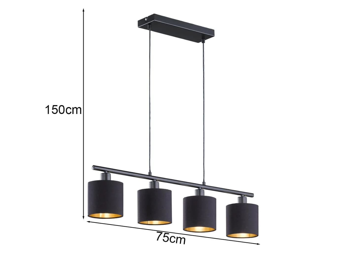 Reality Leuchten LED Pendelleuchte Dimmbar Schwarz Gold 4-flammig - Bild 4