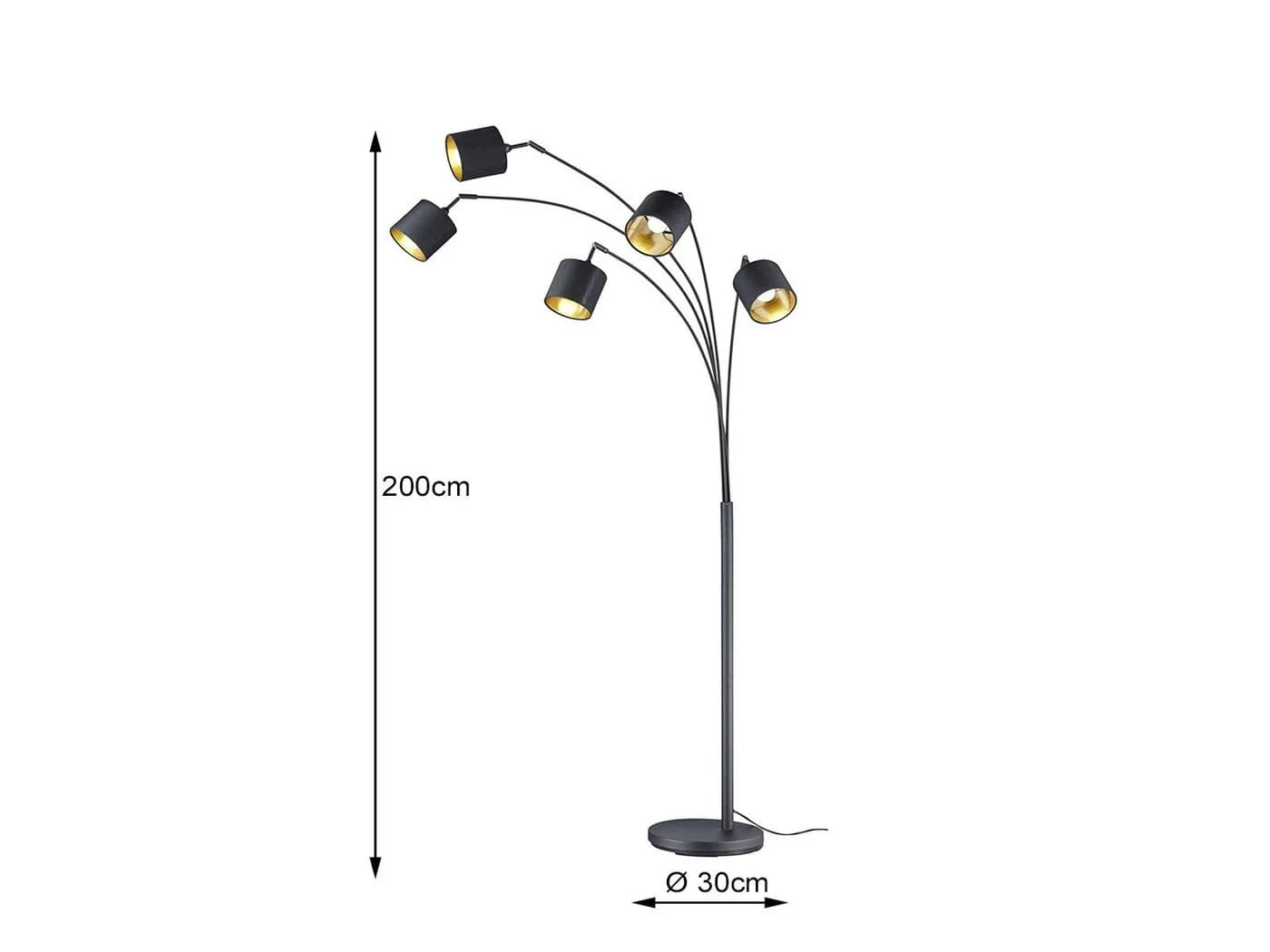 Reality Leuchten LED Stehlampe Dimmfunktion Schwarz Gold - Bild 4