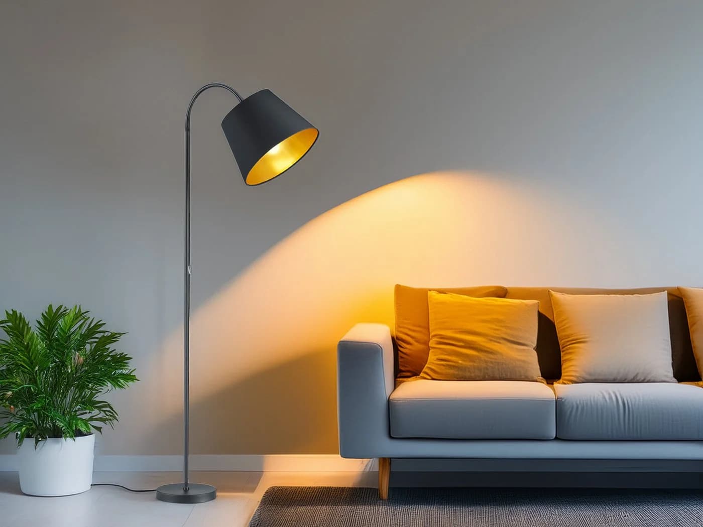 meineWunschleuchte Stehlampe Schwarz/Gold Flexarm E27 - Bild 4