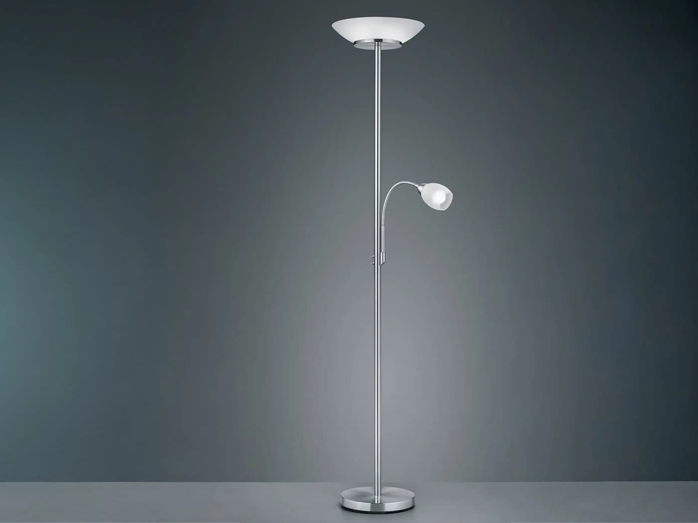 Reality Leuchten LED Deckenfluter 180cm Silber Matt mit Flex Leselampe - Bild 3