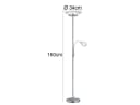 Reality Leuchten LED Deckenfluter 180cm Silber Matt mit Flex Leselampe Bild 4