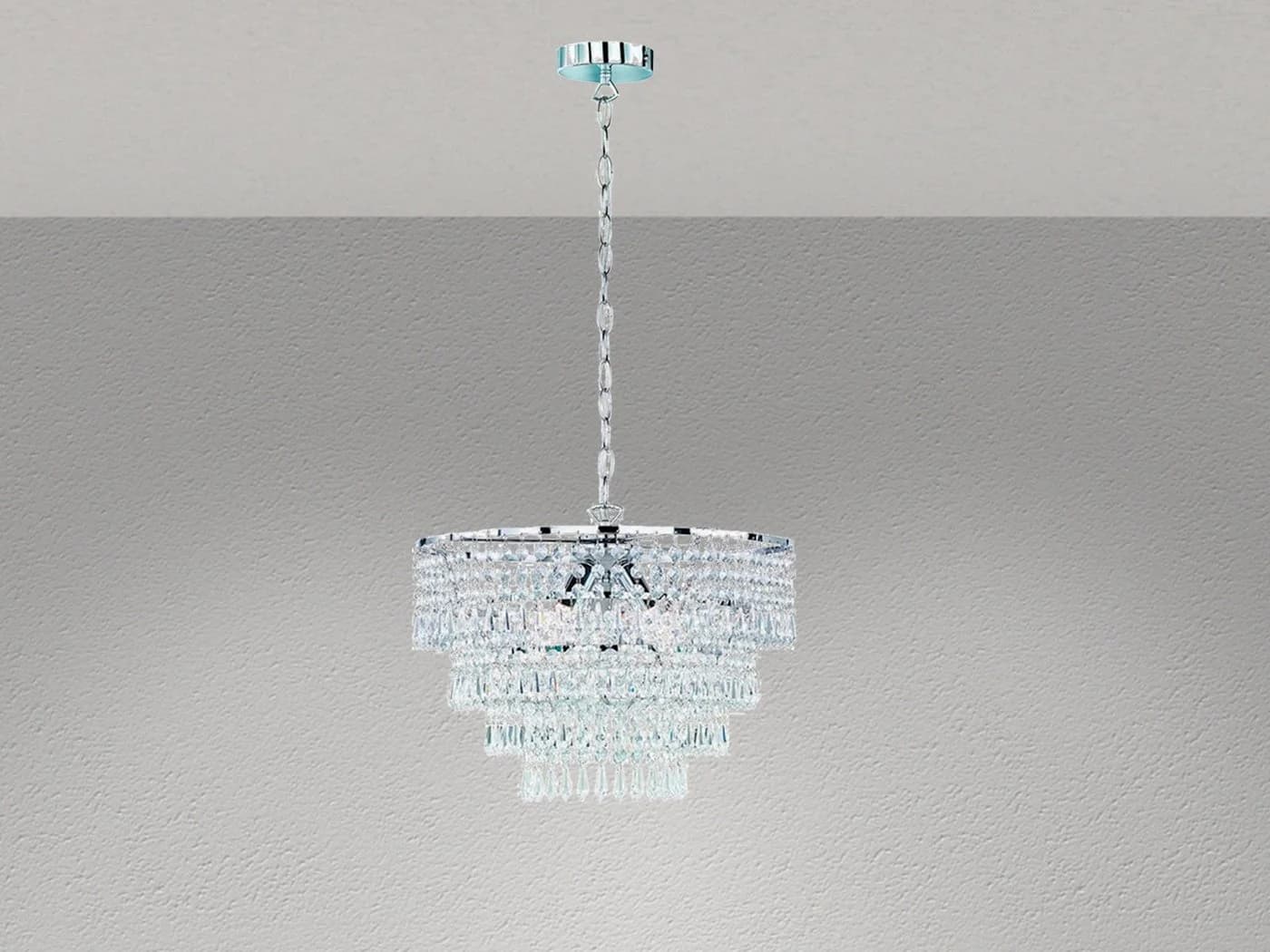 Reality Leuchten LED Kronleuchter Silber Chrom Dimmbar Kristall - Bild 3