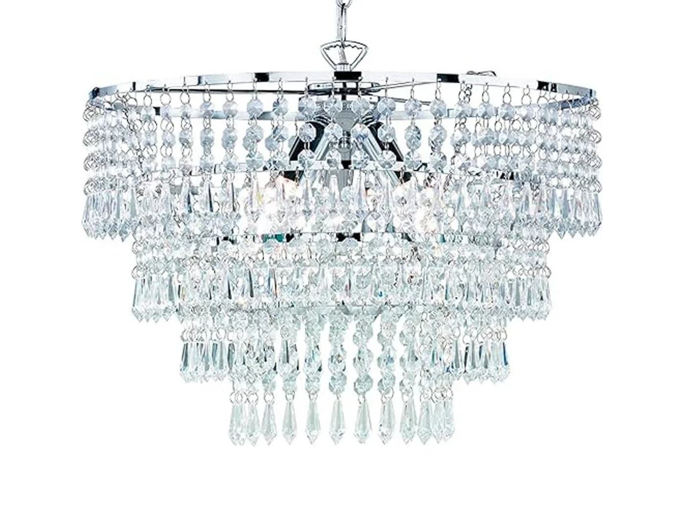 Reality Leuchten LED Kronleuchter Silber Chrom Dimmbar Kristall - Bild 5