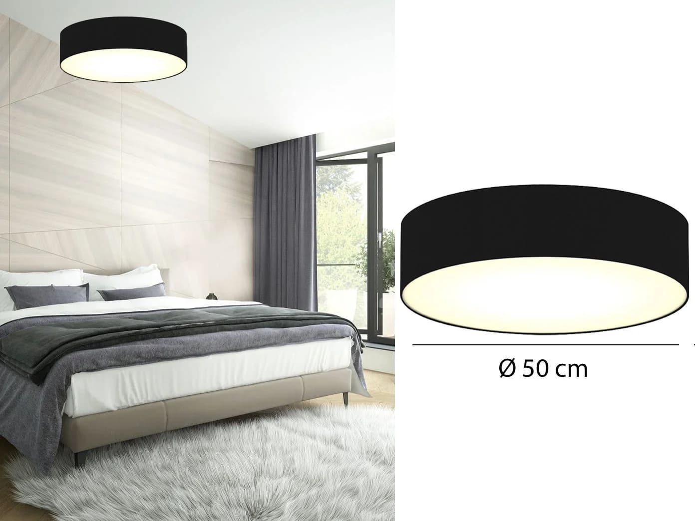 Smartwares LED Deckenleuchte Schwarz Dimmbar Stoffschirm 50cm - Bild 4