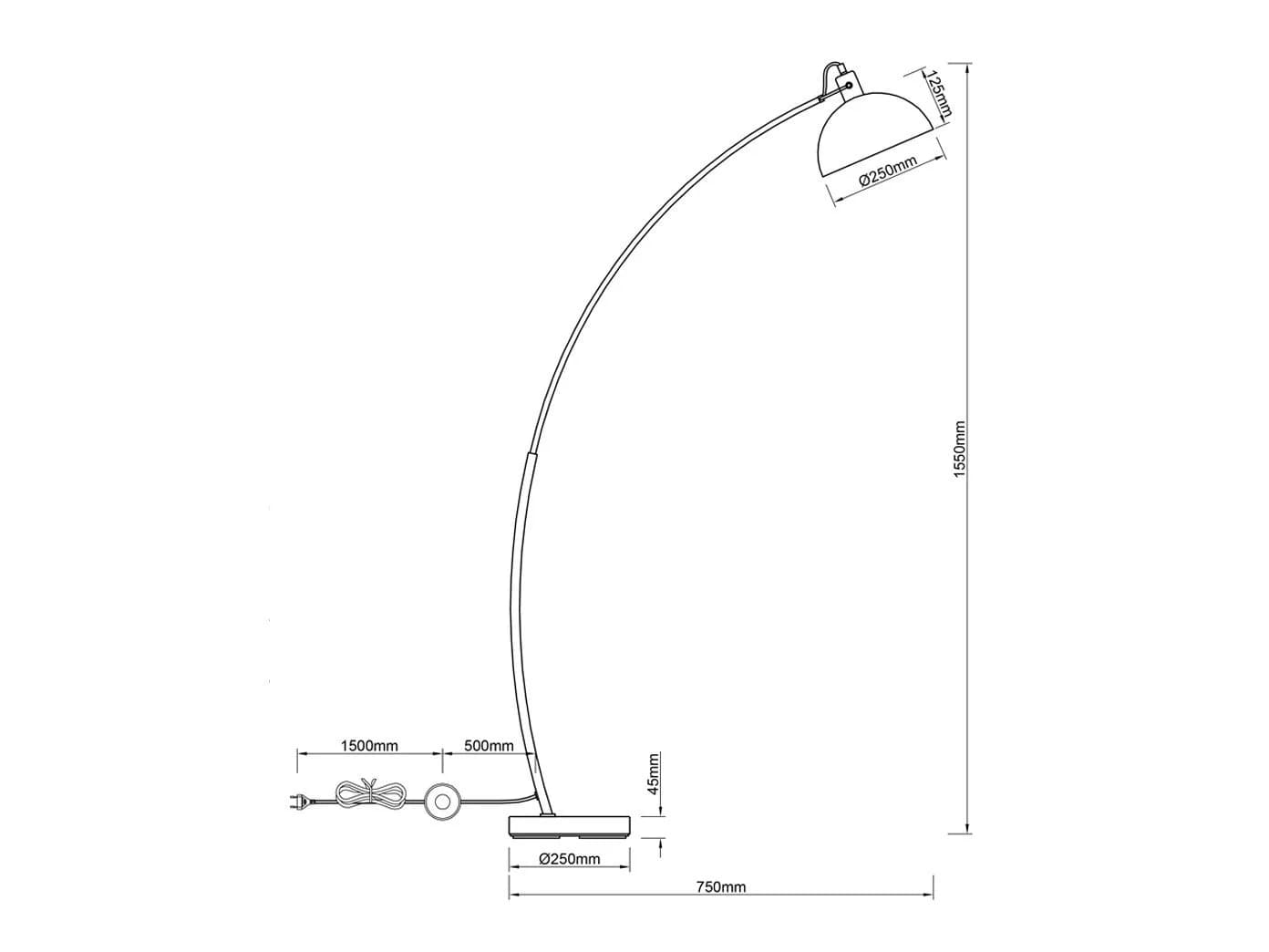 Reality Leuchten LED Bogenlampe, LED wechselbar, Warmweiß, Designklassiker Bogen-Stehlampe - Bild 3
