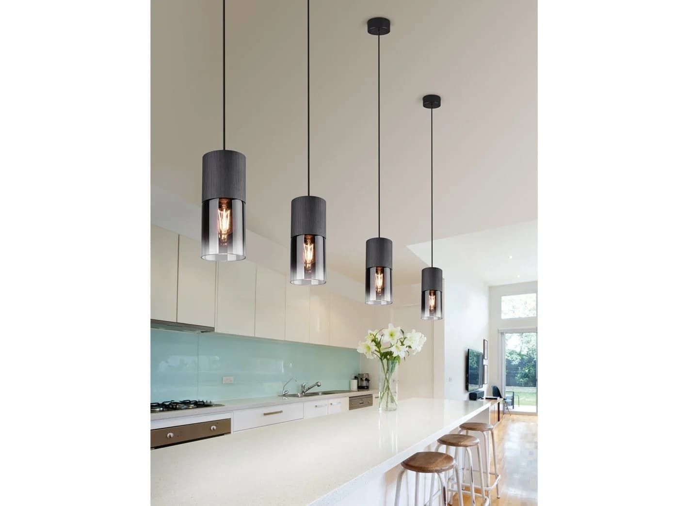 TRIO Leuchten LED Pendelleuchte Schwarz Rauchglas Warmweiß - Bild 5