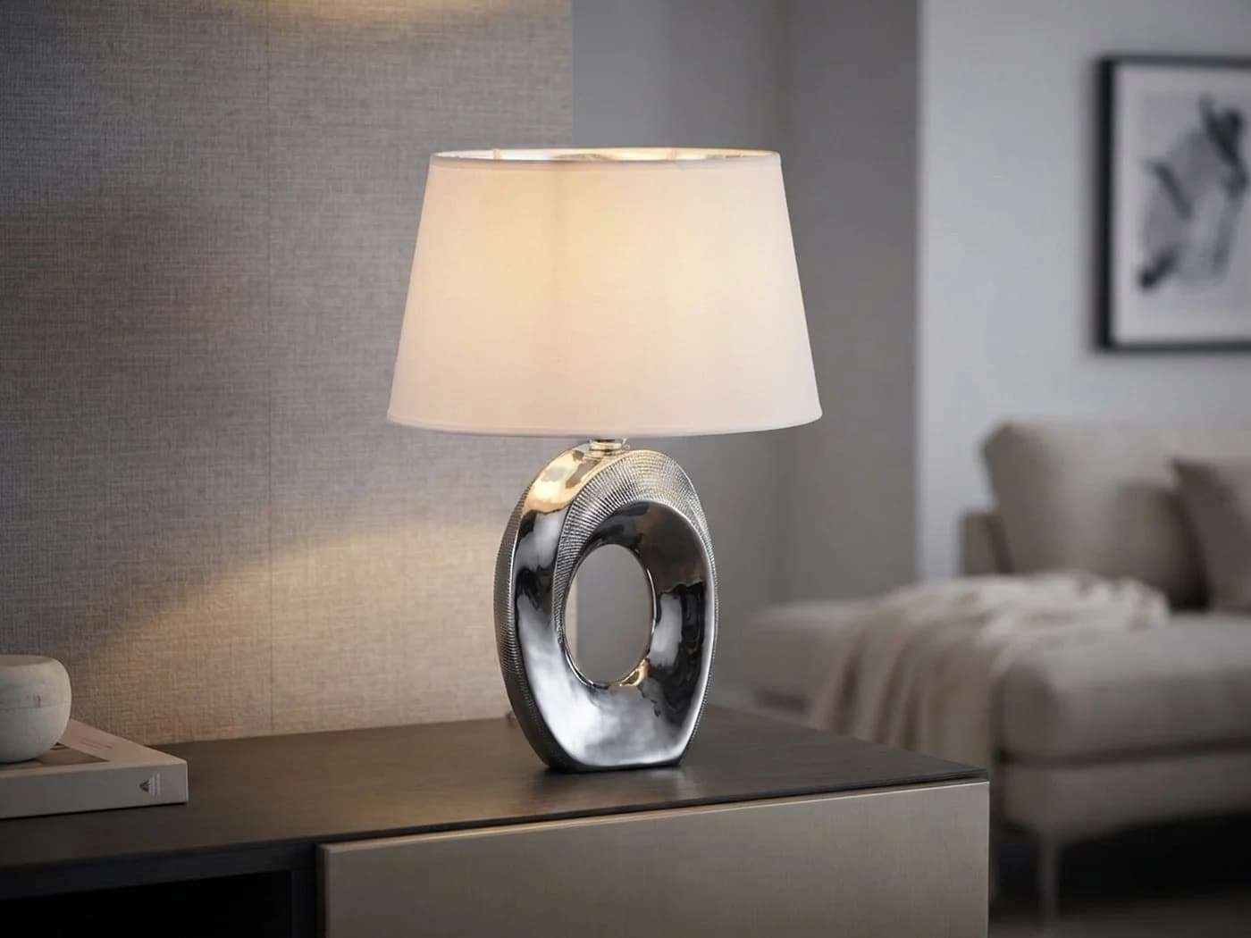 Reality Leuchten LED Tischleuchte Silber Weiß Dimmbar E14 - Bild 5