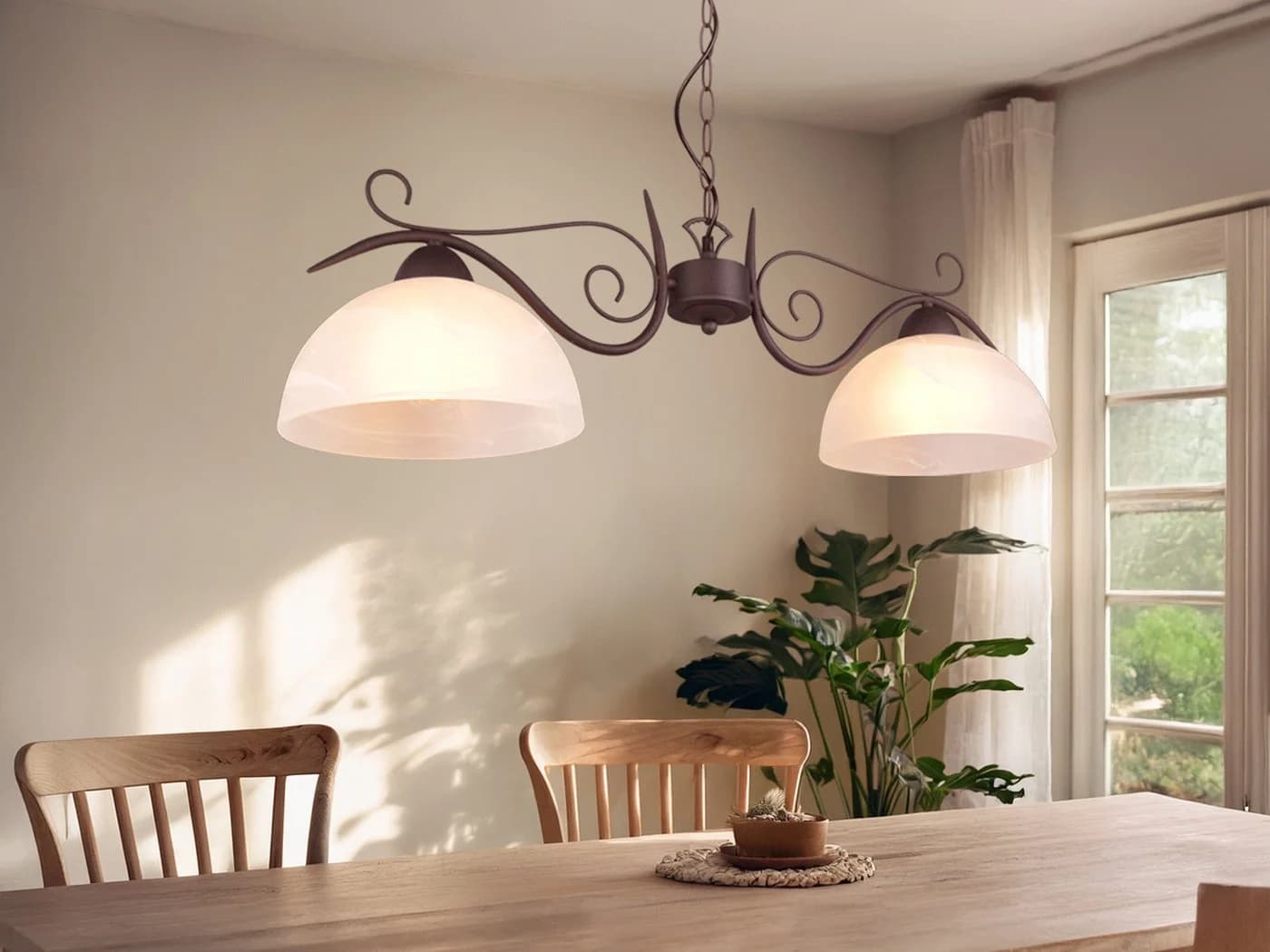 Reality Leuchten LED Pendelleuchte Landhausstil Warmweiß 2-flammig