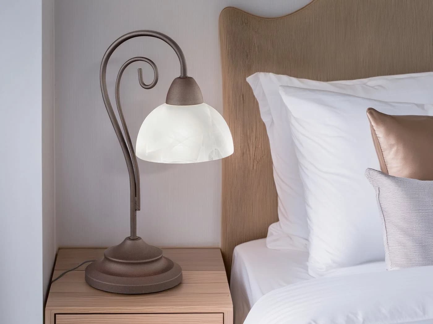 Reality Leuchten LED Nachttischlampe Landhausstil Dimmbar Glas - Bild 5