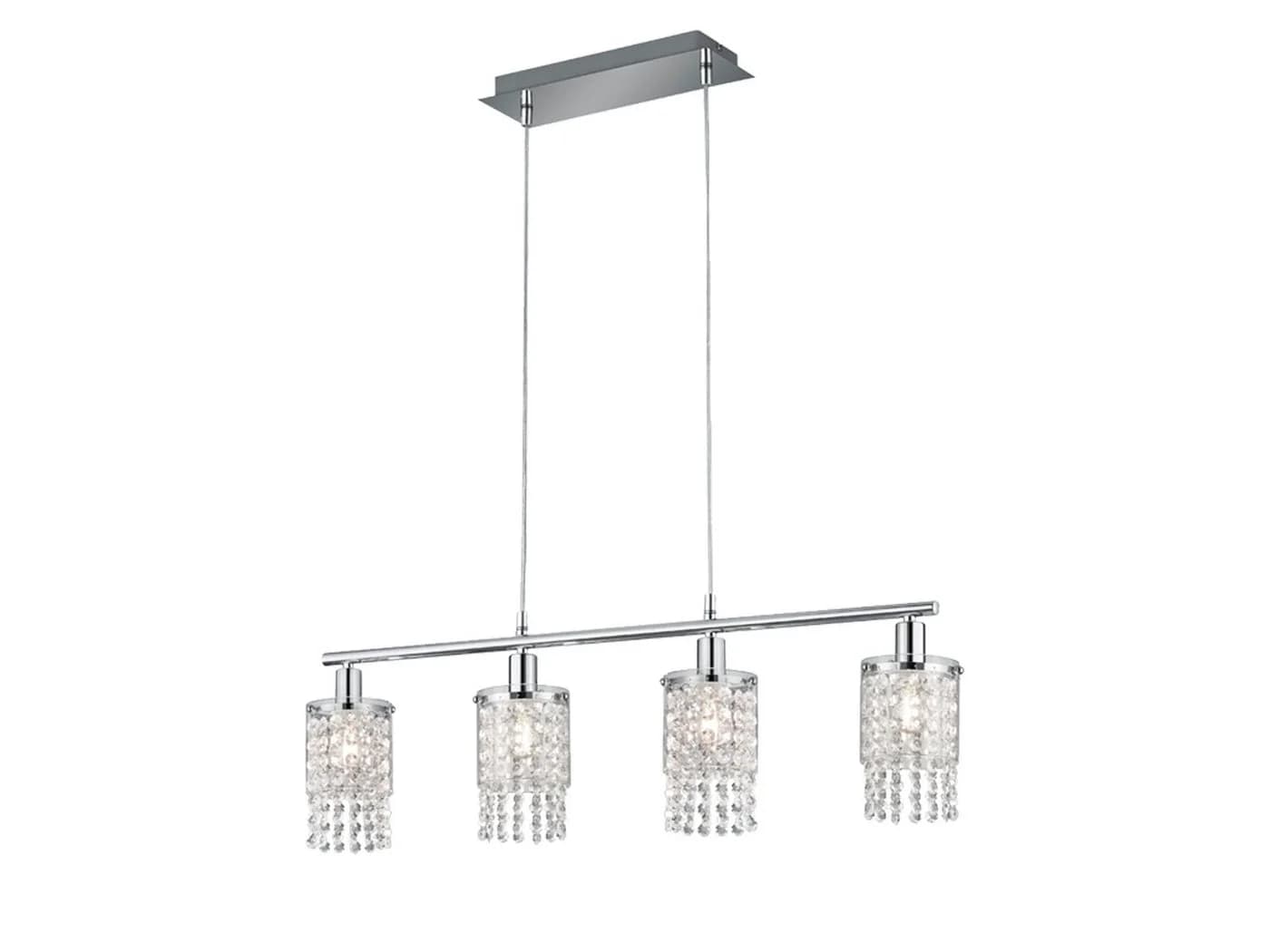 Reality Leuchten LED Pendelleuchte, Dimmfunktion, LED wechselbar, Warmweiß, ausgefallene mit Kristall-Behang hängend über Esstisch, B: 80cm - Bild 2