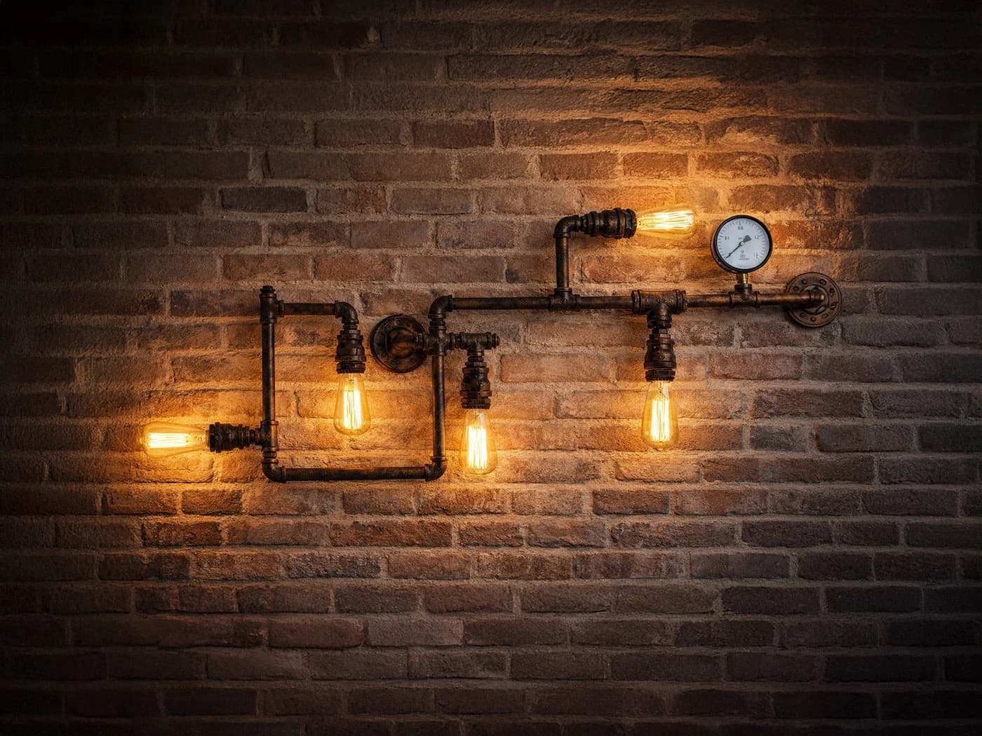 Luce Ambiente Design LED Wandleuchte Industrial 5-flammig Rost-Antik