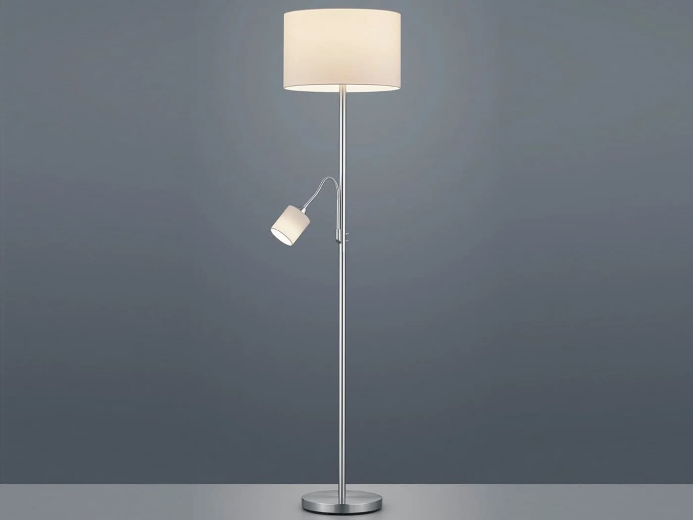 TRIO Leuchten LED Stehlampe Silber Weiß Dimmbar mit Leselampe - Bild 3