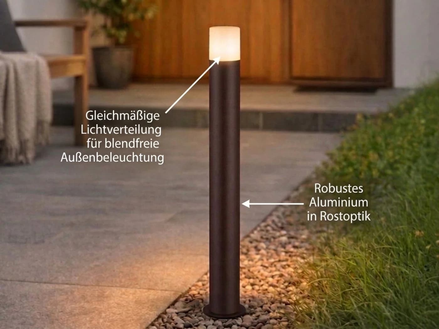 TRIO Leuchten LED Pollerleuchte Aluminium Rostoptik Warmweiß - Bild 3