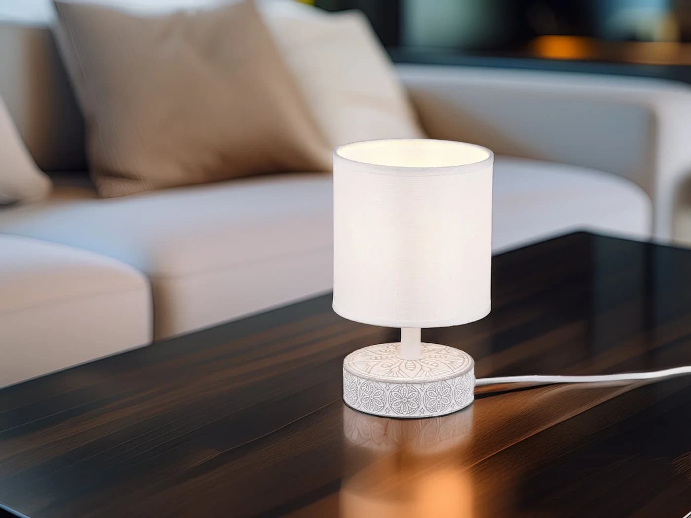 Reality Leuchten LED Nachttischlampe Orientalisch Weiß Keramik
