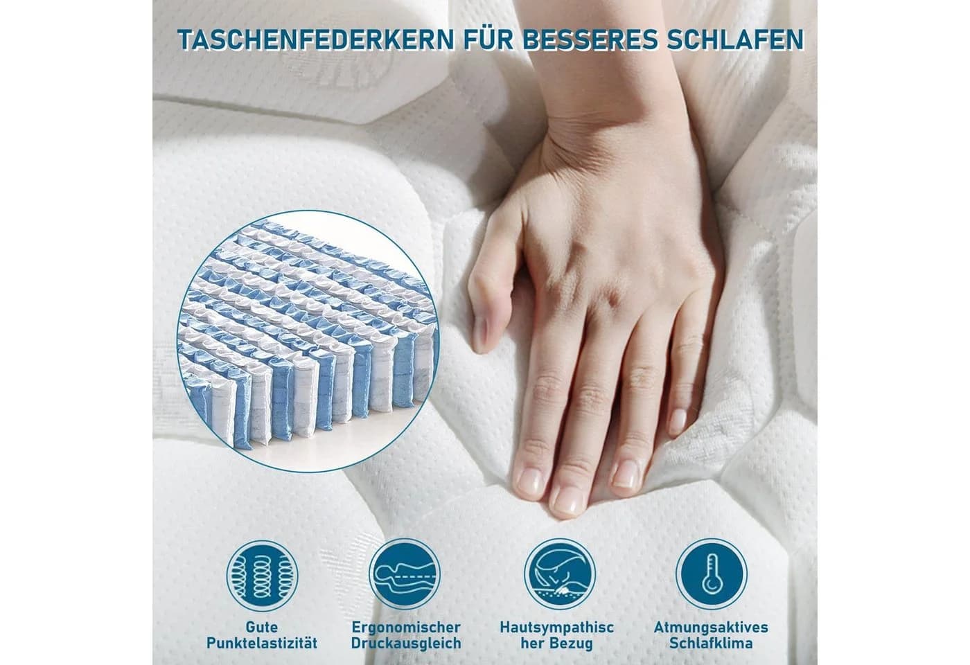 Flieks Federkernmatratze 7-Zonen Kaltschaum H3 Weiß - Bild 4