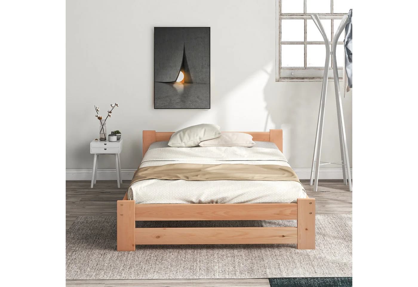 Flieks Futonbett Einzelbett Massivholz mit Kopfteil und Lattenrost - Bild 2