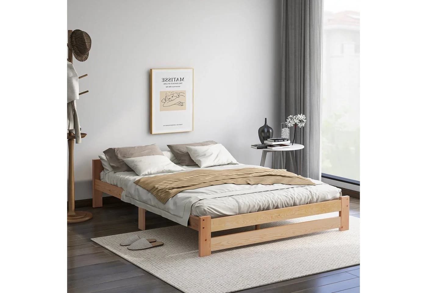 Flieks Futonbett Doppelbett Massivholz mit Kopfteil und Lattenrost - Bild 3
