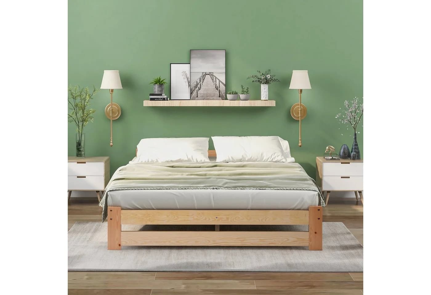 Flieks Futonbett Doppelbett Massivholz mit Kopfteil und Lattenrost - Bild 4