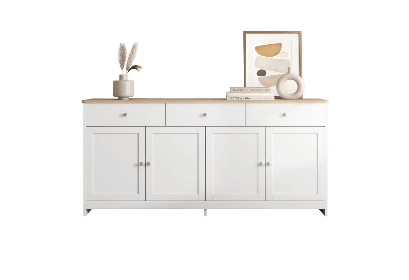 Flieks Sideboard Weiß Modern 4 Türen 3 Schubladen - Bild 2