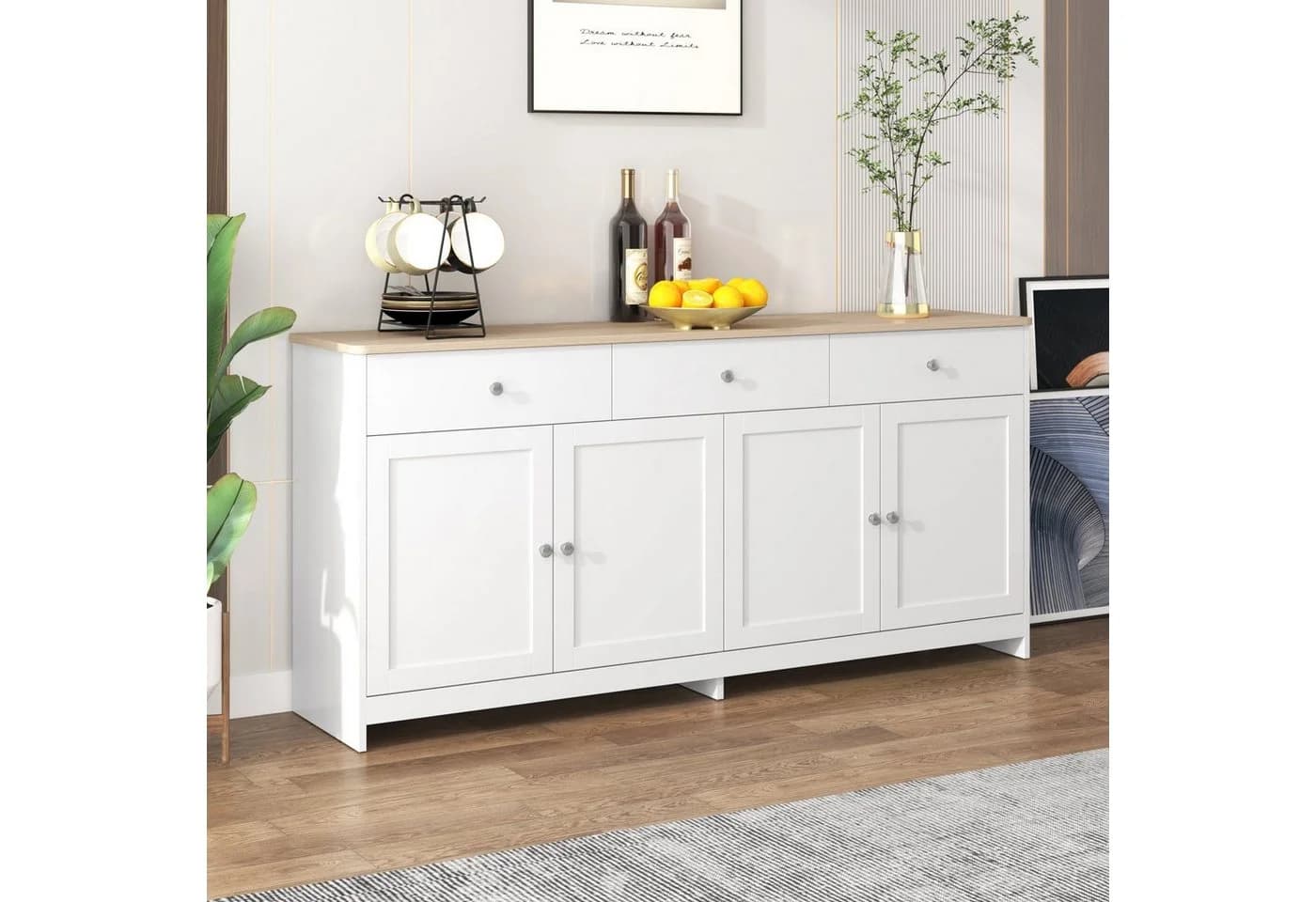 Flieks Sideboard Weiß Modern 4 Türen 3 Schubladen - Bild 3