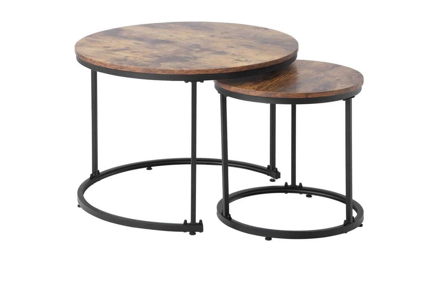 Merax Couchtisch Set rund Industrial Holzplatte