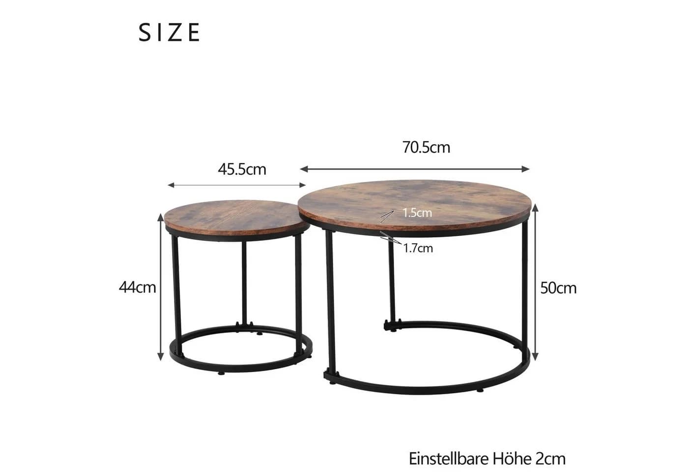 Merax Couchtisch Set rund Industrial Holzplatte - Bild 5