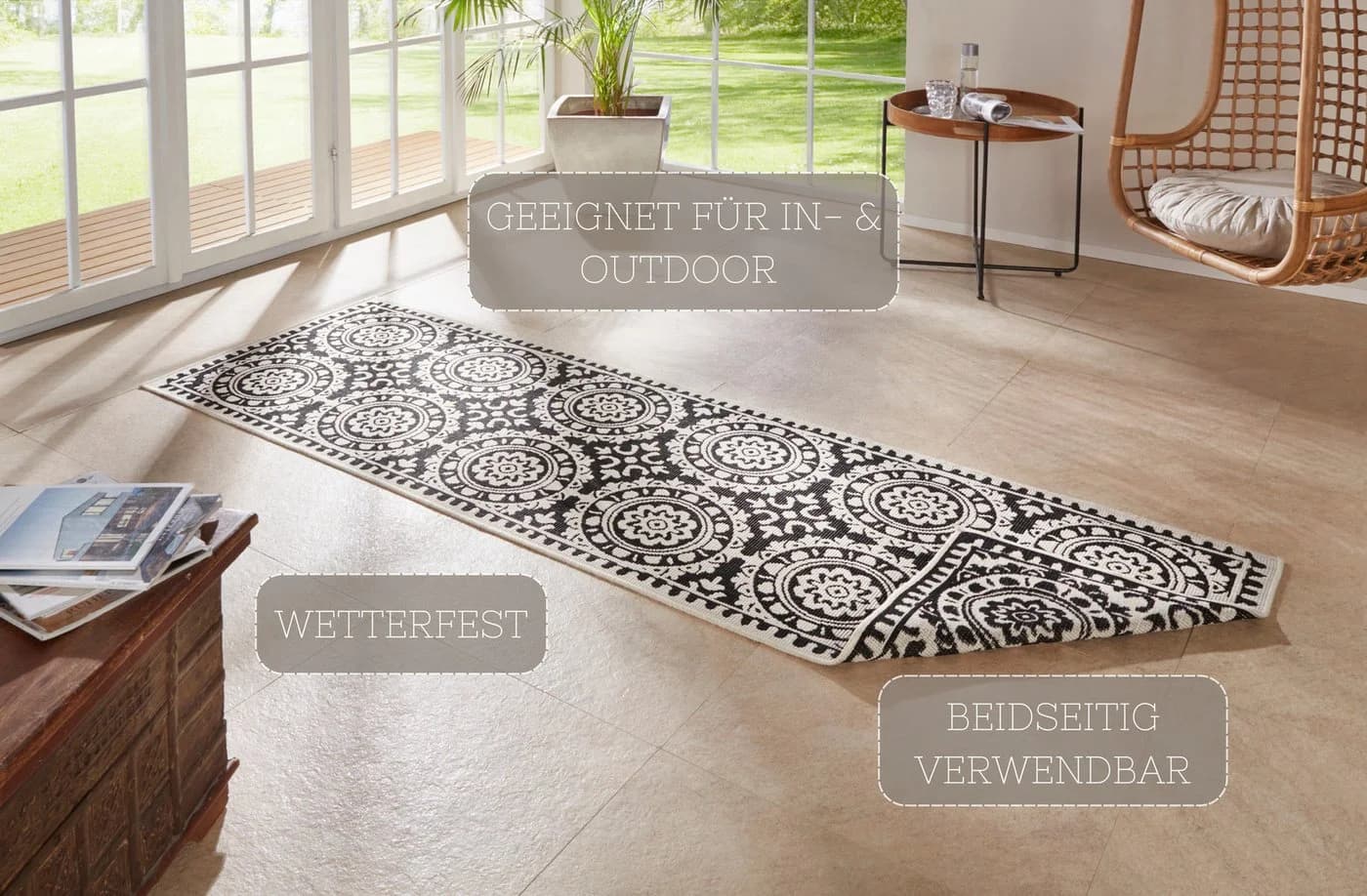 HANSE HOME Läufer Jardin Schwarz Creme 80x250cm Polypropylen - Bild 3