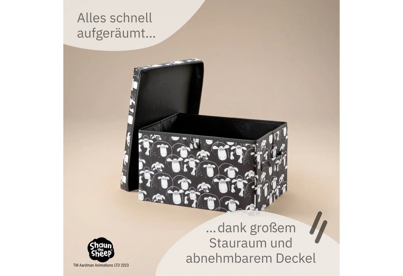 Lifeney Aufbewahrungsbox mit Deckel Shaun das Schaf Weiß/Schwarz - Bild 5
