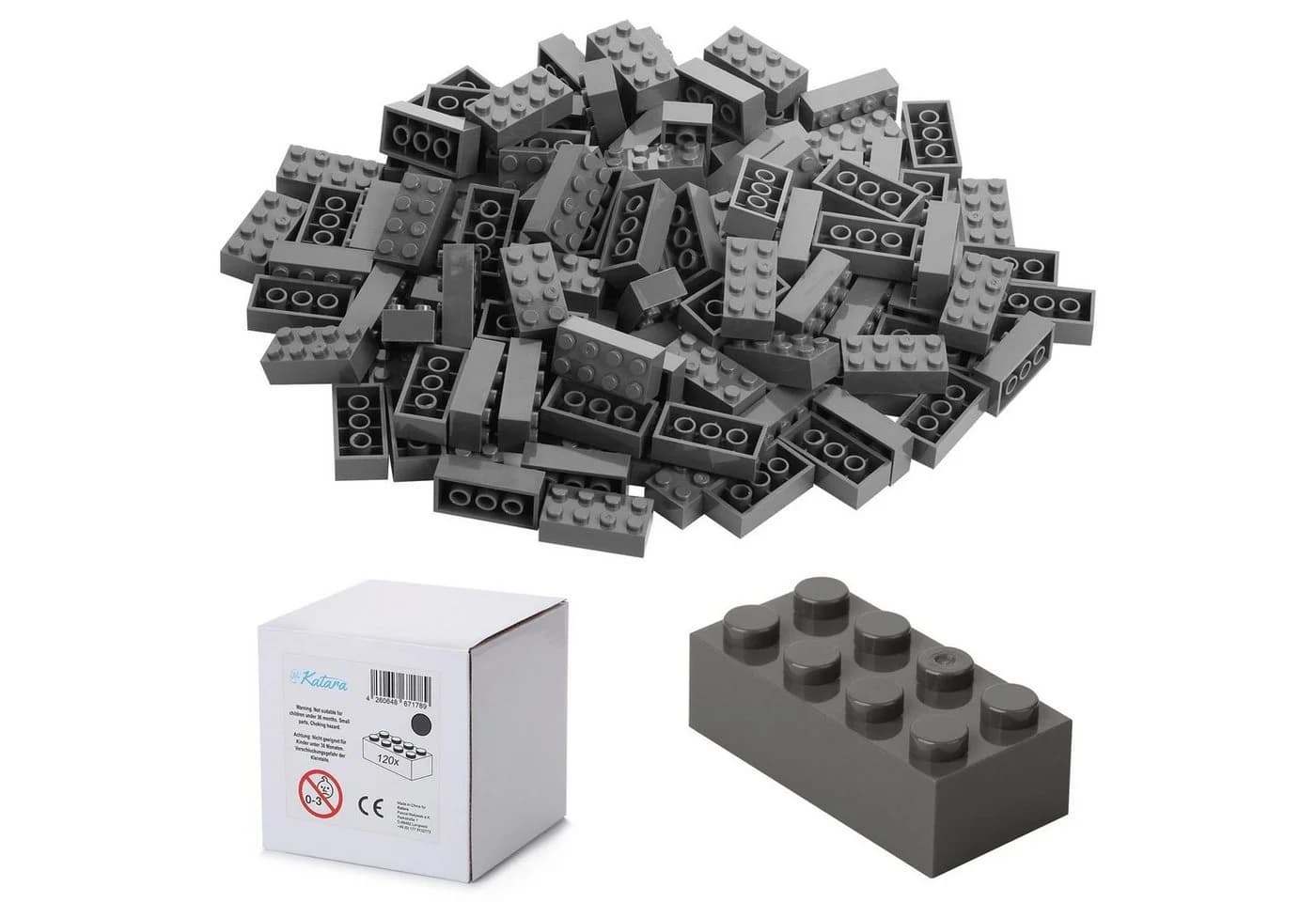 Katara 120 Steckbausteine 4x2 Noppen Grau Kompatibel LEGO - Bild 2