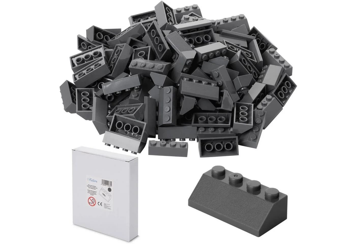 Katara Dachform-Bausteine Grau 100er Set Kompatibel zu LEGO - Bild 2