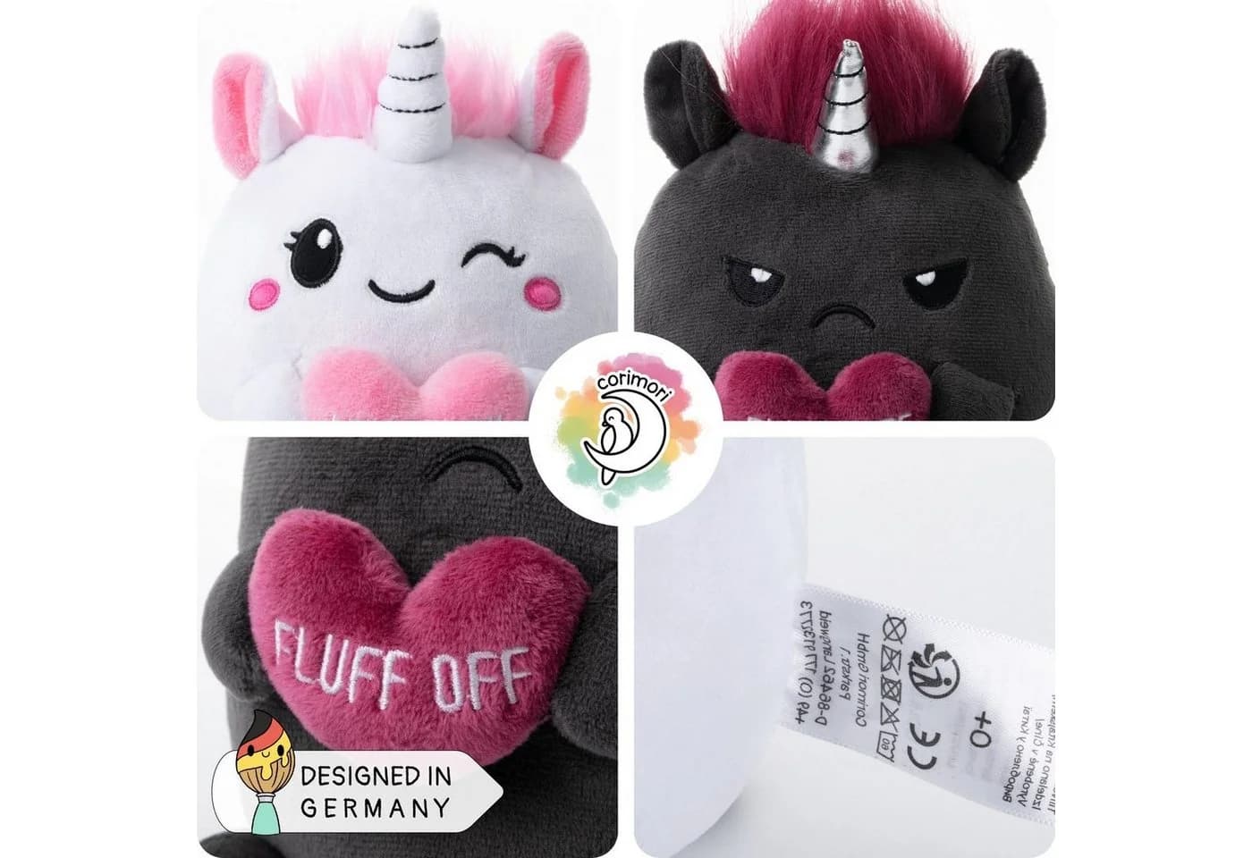 Corimori Wendekuscheltier Einhorn 16cm Weiß/Rosa/Anthrazit - Bild 5