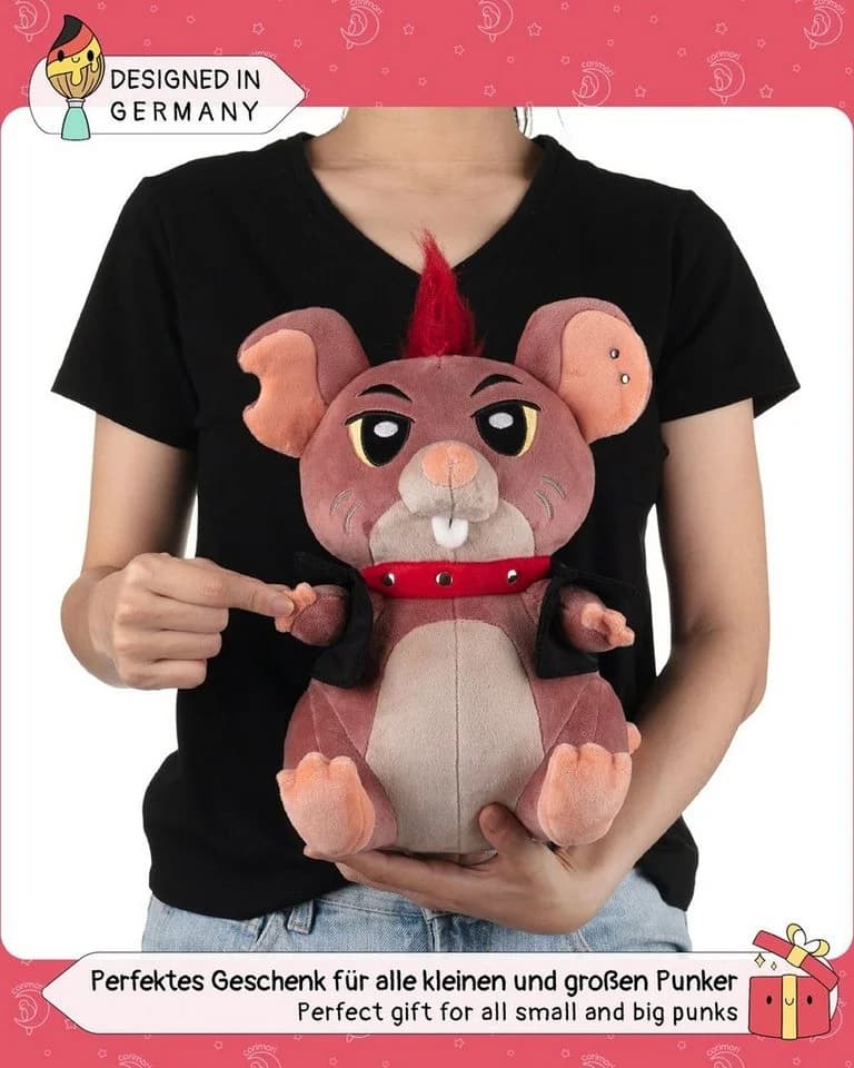 Corimori Punk-Ratte Kuscheltier 26cm Plüschtier Braun Rot Schwarz - Bild 4