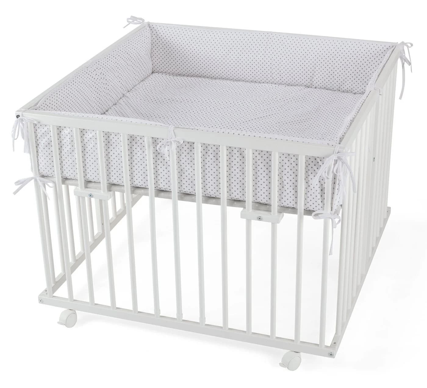 Waldin Baby Laufstall Massivholz höhenverstellbar grau - Bild 2