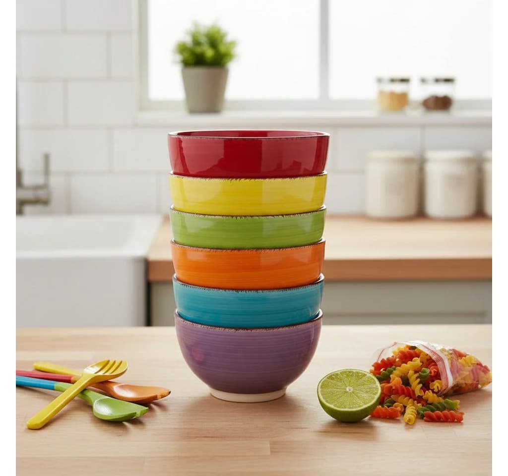 Riyashop Geschirr-Set 6-teilig Porzellan Uni-Farben - Bild 4
