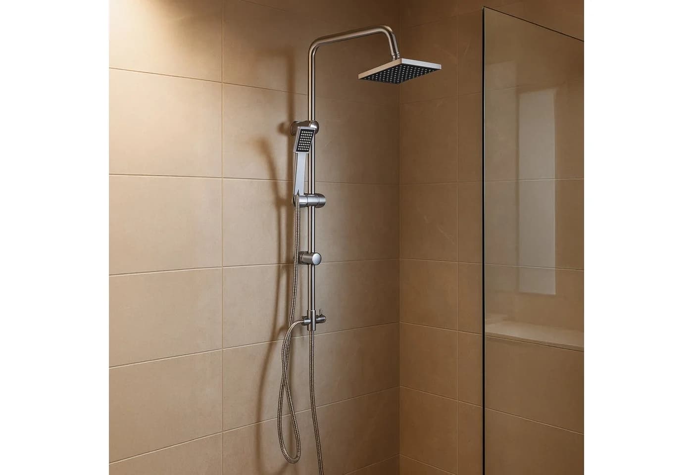 Grafner Duschsystem mit Regenschauerduschkopf und Handbrause, chrom - Bild 2