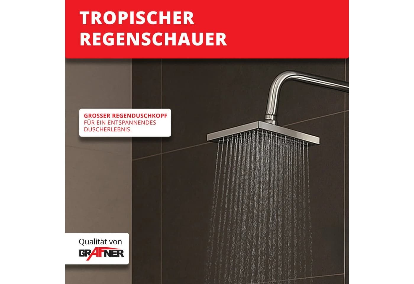 Grafner Duschsystem mit Regenschauerduschkopf und Handbrause, chrom - Bild 3