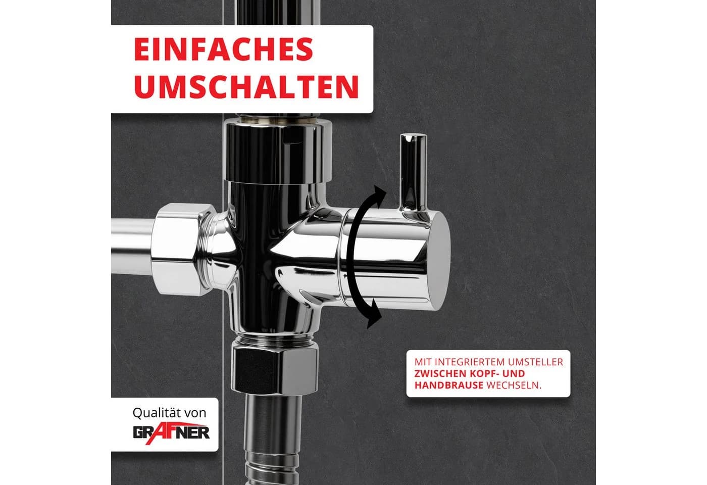 Grafner Duschsystem mit Regenschauerduschkopf und Handbrause, chrom - Bild 5